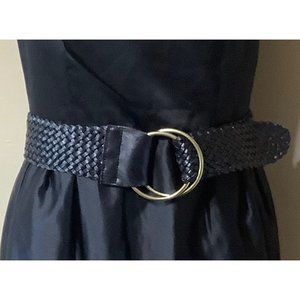 hinge Belt Women Small / Medium Leather Blend Black Woven D-Ring Waist Up to 36"